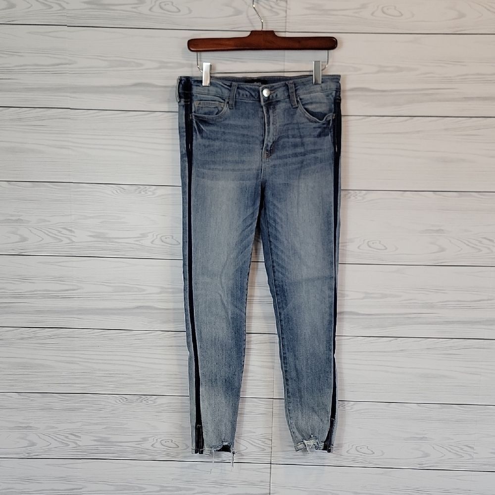 Vervet Glistening Blue Denim Skinny Jeans Cropped  Womens Size Waist 29"